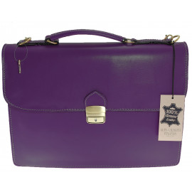Pánská větší stylová fialová kožená taška Luke