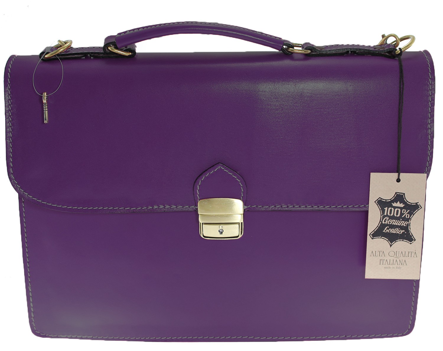 Pánská větší stylová tmavě fialová kožená taška Luke