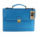 Pánská větší stylová modrá tyrkysová kožená taška Luke