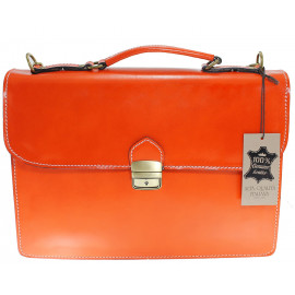Pánská větší stylová oranžová kožená taška Luke