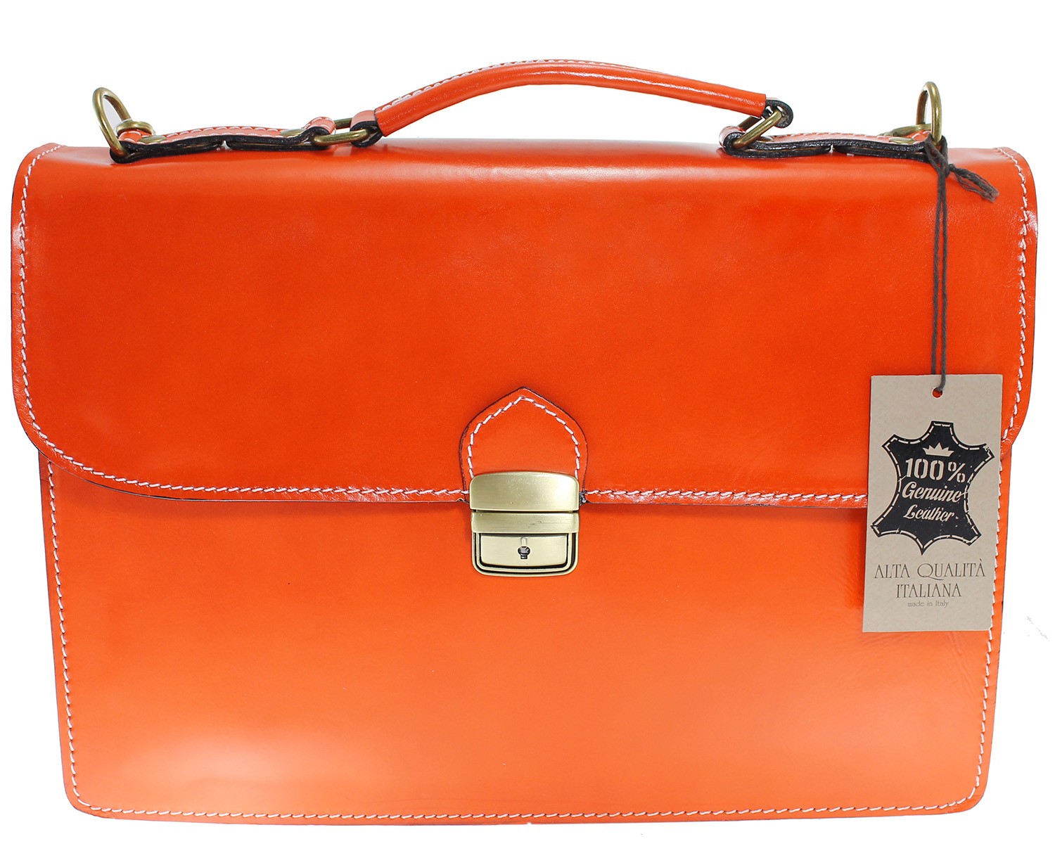 Pánská větší stylová oranžová kožená taška Luke