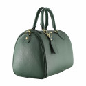 Designová větší tmavě zelená kožená kabelka do ruky Kinsley