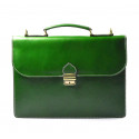 Pánská větší stylová tmavě zelená kožená taška Luke