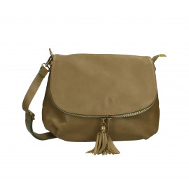 Menší volnočasová tmavě zelená kožená crossbody kabelka Tori