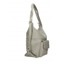 Praktická moderní světle šedá kožená kabelka a batoh 2v1 Karin Two