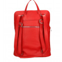 Větší moderní sytě červená kožená kabelka a batoh 2v1 Aveline 2v1