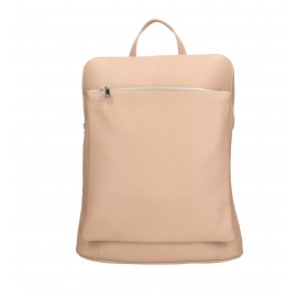 Větší moderní růžová kožená kabelka a batoh 2v1 Aveline