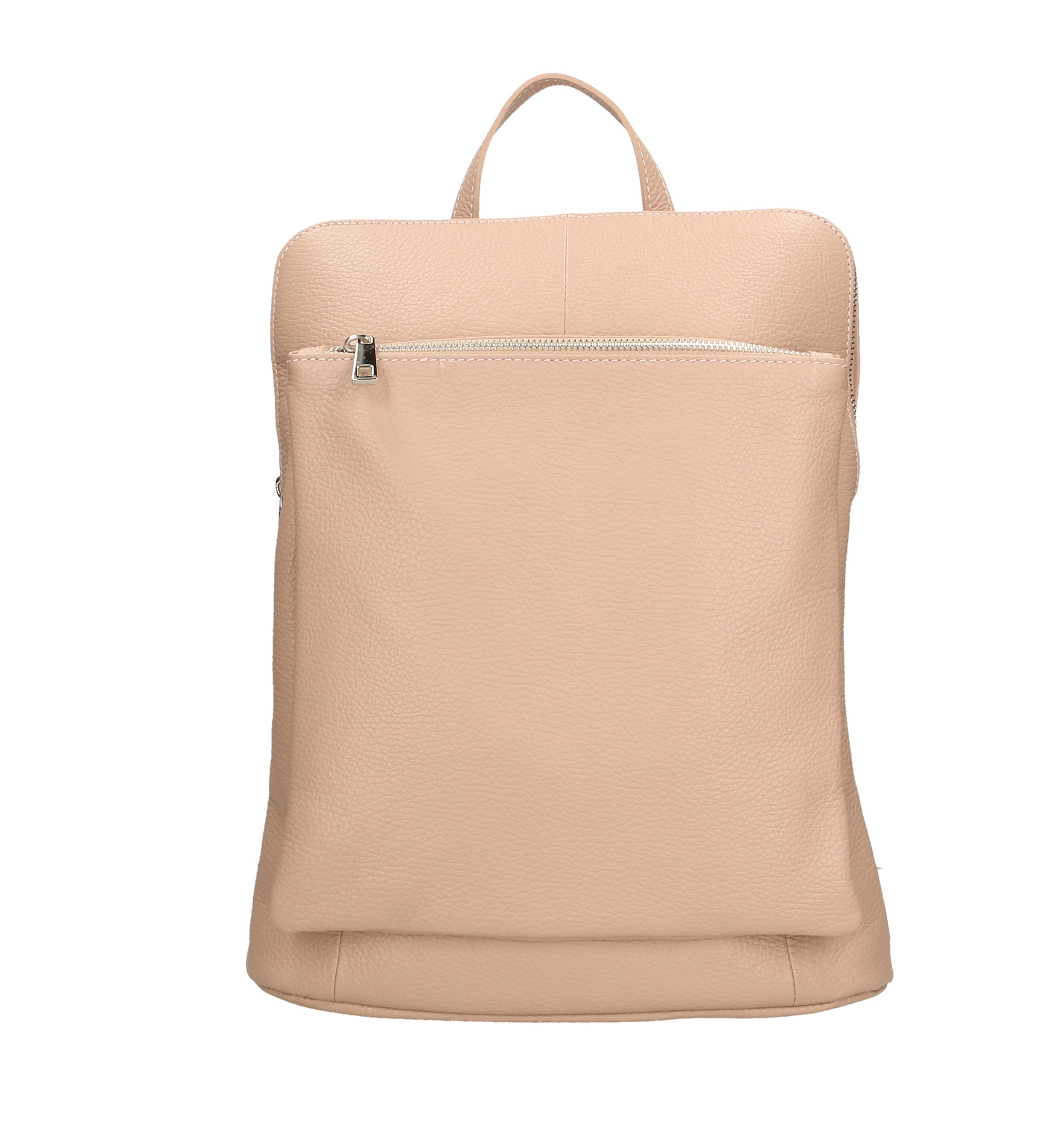 Větší moderní světle růžová kožená kabelka a batoh 2v1 Aveline 2v1