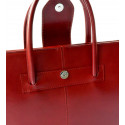 Prostorná jedinečná tmavě červená kožená kabelka do ruky Business Two