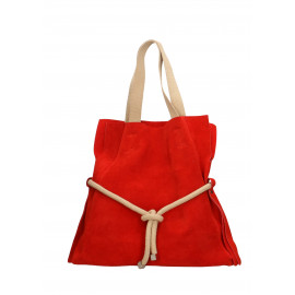 Velká praktická sytě červená kožená shopper kabelka přes rameno Claudia