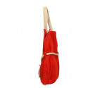 Velká praktická sytě červená kožená shopper kabelka přes rameno Claudia
