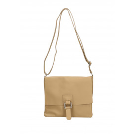 Menší volnočasová hnědá taupe kožená crossbody kabelka Sabrina
