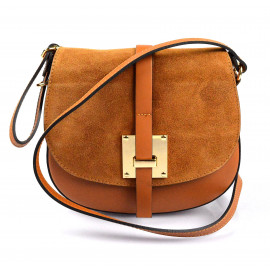 Menší stylová hnědá camel kožená crossbody kabelka Jordane