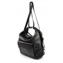 Prostorná moderní černá kožená kabelka a batoh 2v1 Karin 2v1
