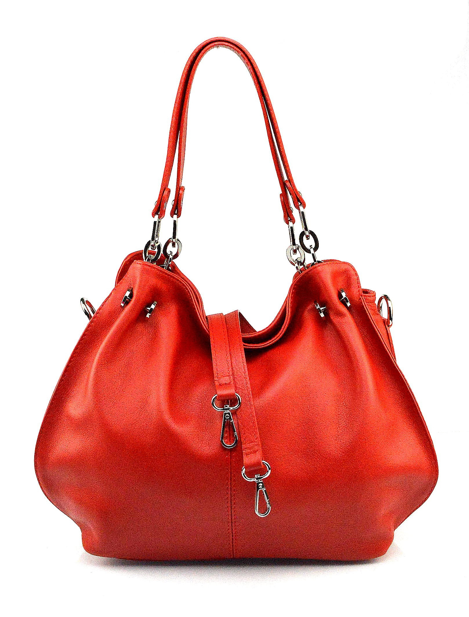 Jedinečná luxusní sytě červená kožená kabelka přes rameno Lorreine