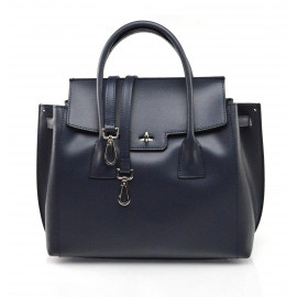 Luxusní jedinečná tmavě modrá kožená kabelka do ruky Liana