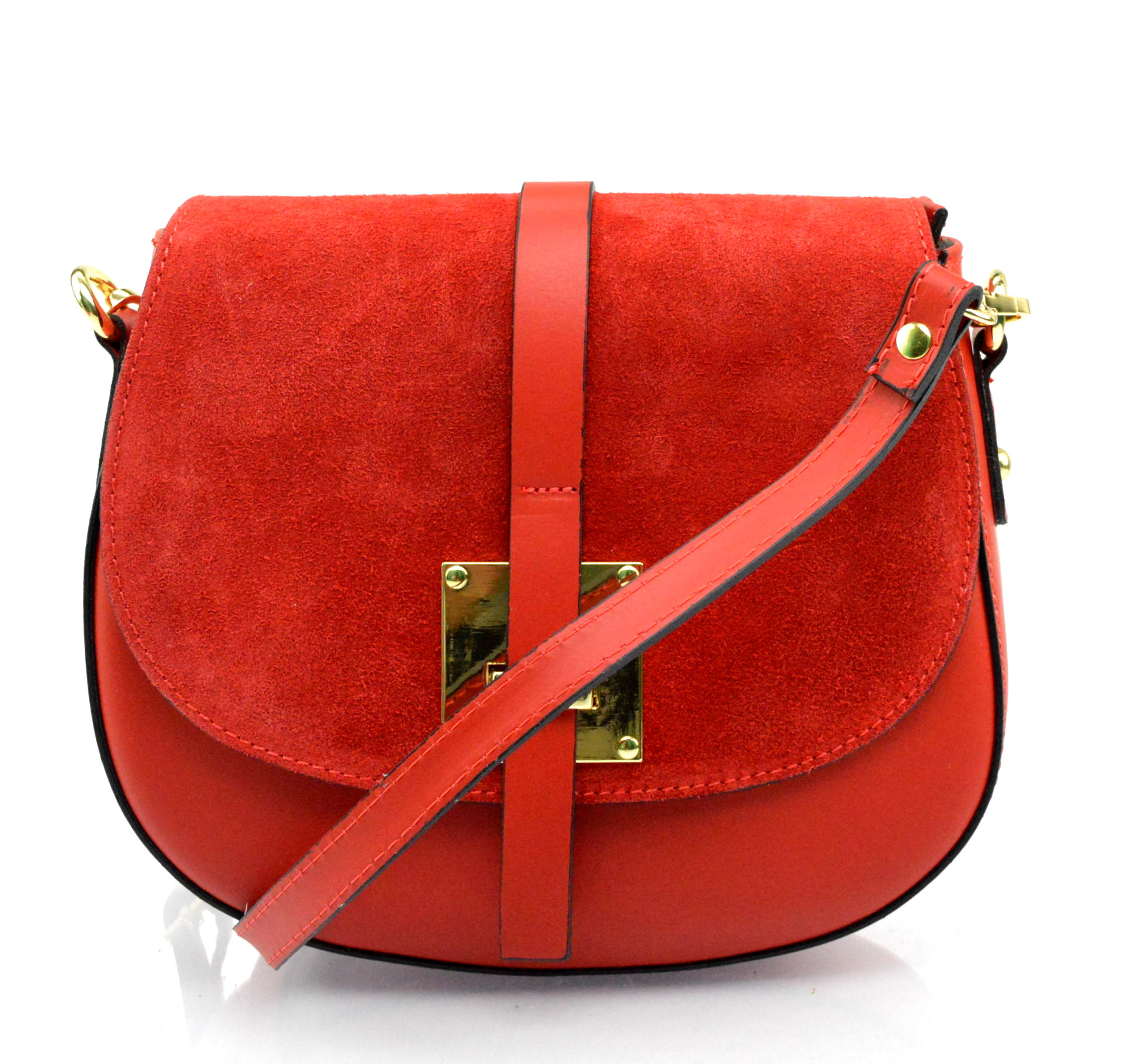Menší stylová sytě červená kožená crossbody kabelka Jordane