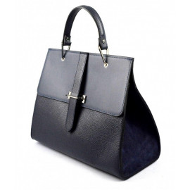 Velká designová tmavě modrá kožená kabelka do ruky Adeline