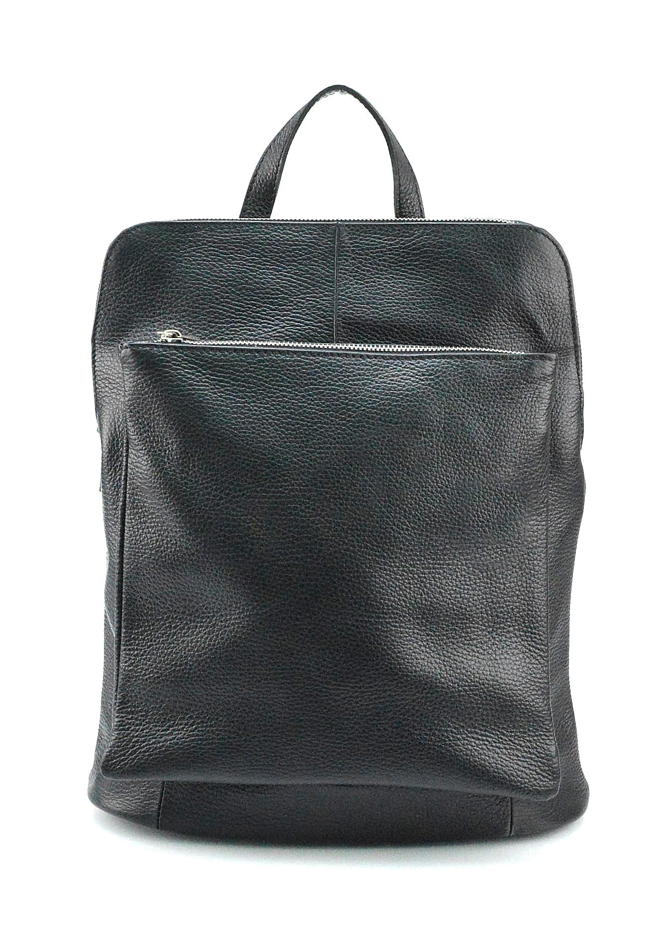 Větší moderní černá kožená kabelka a batoh 2v1 Aveline 2v1