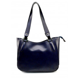 Větší stylová tmavě modrá kožená kabelka přes rameno Tinian