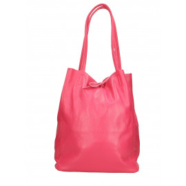 Velká designová růžová kožená shopper kabelka přes rameno Melani Two Summer