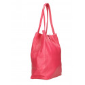 Kožená růžová lesklá shopper taška na rameno Melani Two