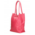 Kožená růžová lesklá shopper taška na rameno Melani Two