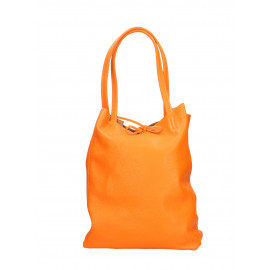 Velká designová světle oranžová kožená shopper kabelka přes rameno Melani Two Summer