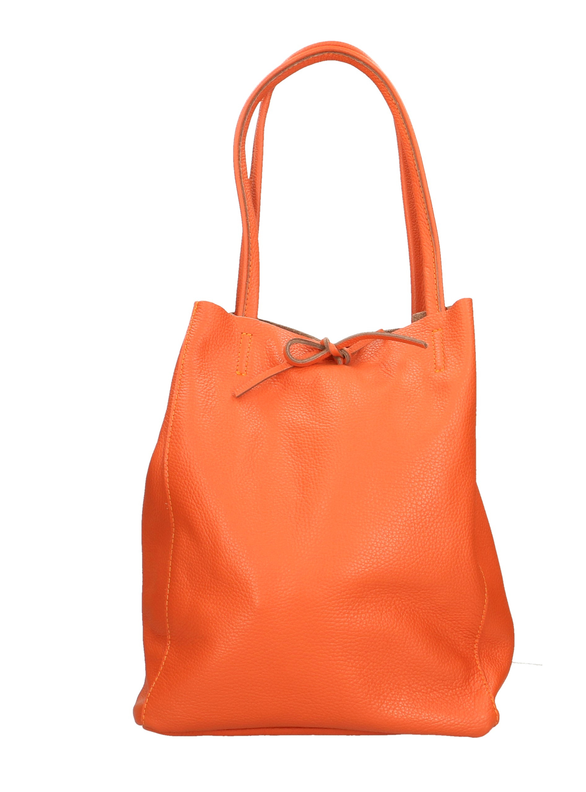 Kožená sytě oranžová shopper taška na rameno Melani Two