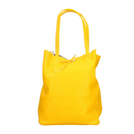Velká designová sytě žlutá kožená shopper kabelka přes rameno Melani Two Summer