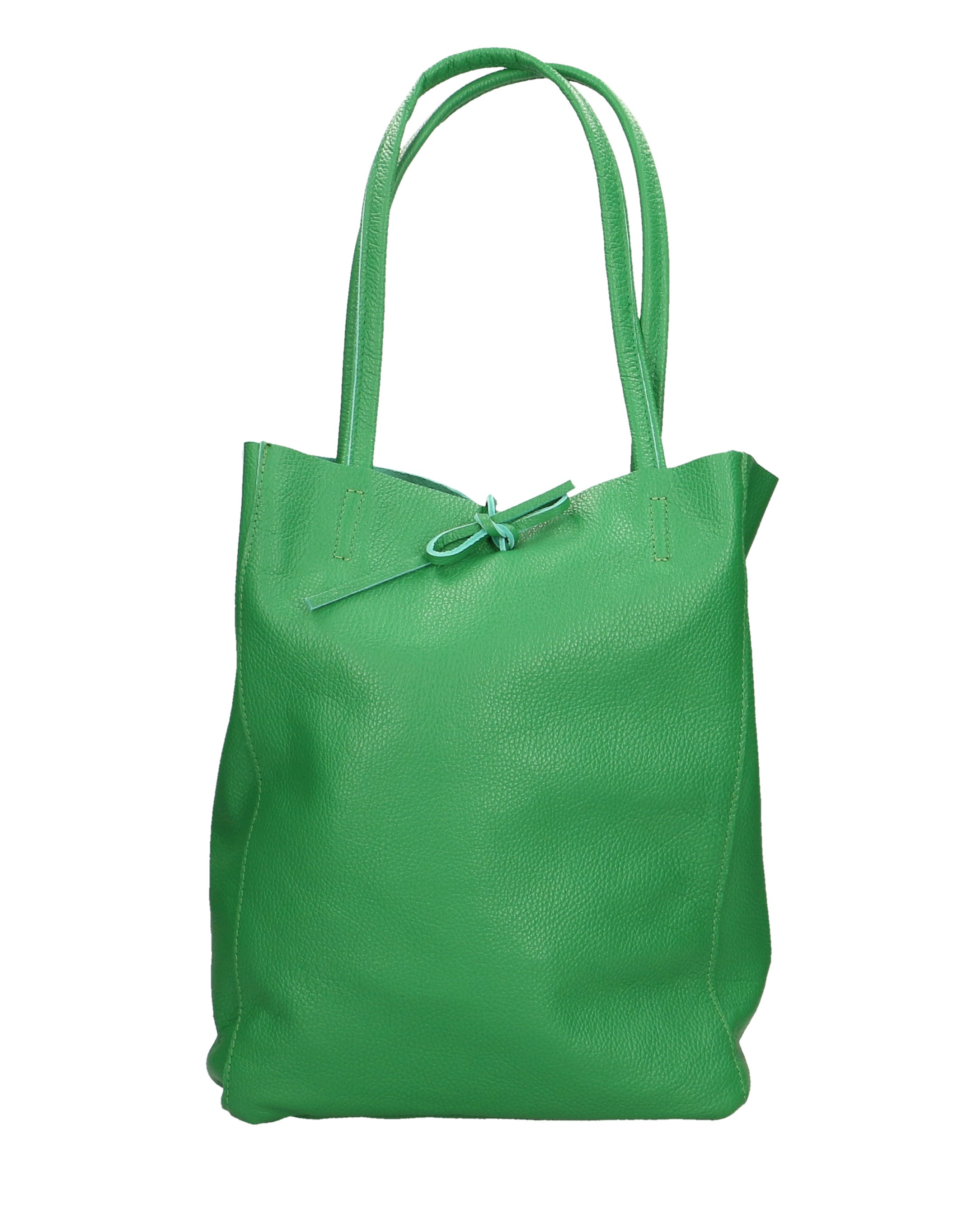 Kožená světle zelená shopper taška na rameno Melani Two