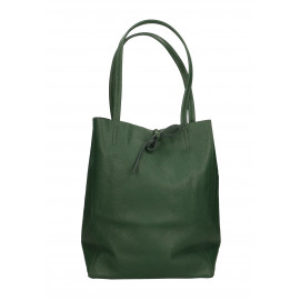 Velká moderní tmavě zelená kožená shopper kabelka přes rameno Melani Two Winter