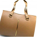 Velká designová béžová kožená kabelka přes rameno Eleanora