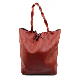 Velká moderní tmavě červená kožená shopper kabelka přes rameno Melani Two Winter