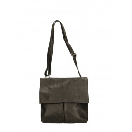 Větší volnočasová tmavě hnědá kožená crossbody kabelka Sabrina Two