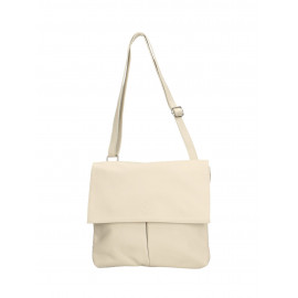 Větší volnočasová béžová kožená crossbody kabelka Sabrina Two
