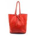 Velká designová sytě červená kožená shopper kabelka přes rameno Melani Two Summer