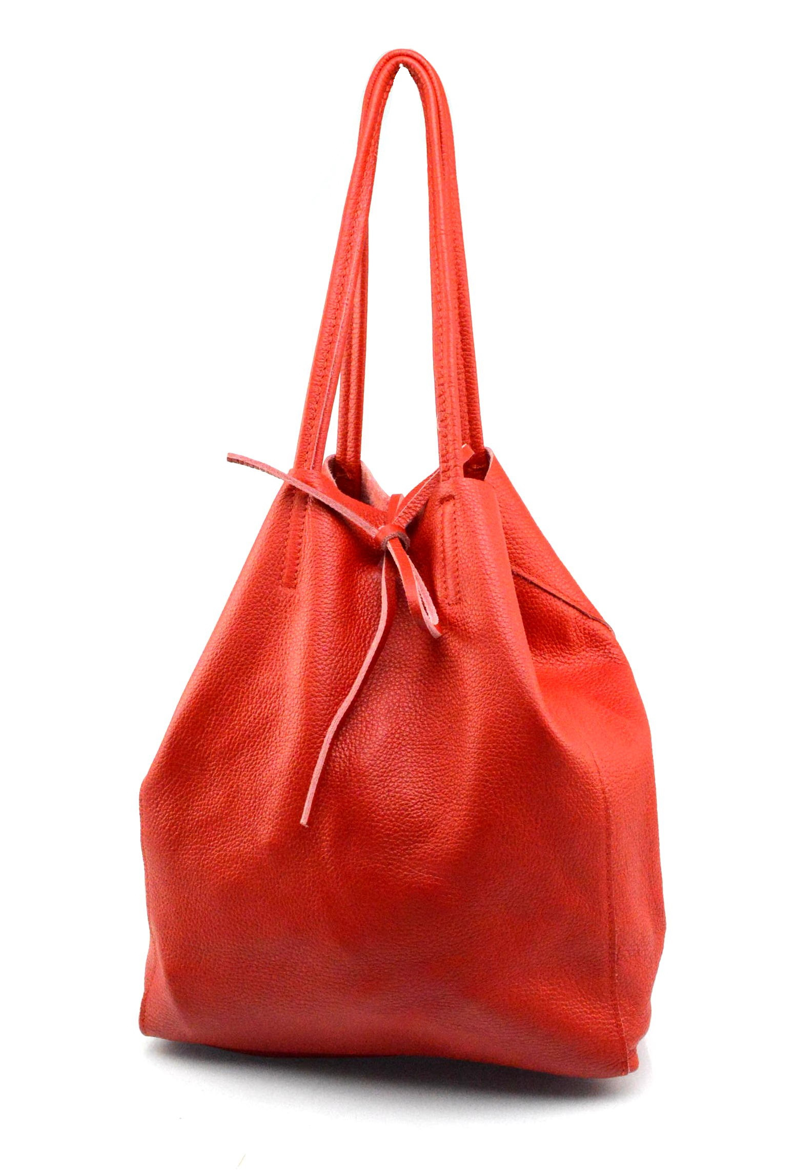 Velká designová sytě červená kožená shopper kabelka přes rameno Melani Two Summer