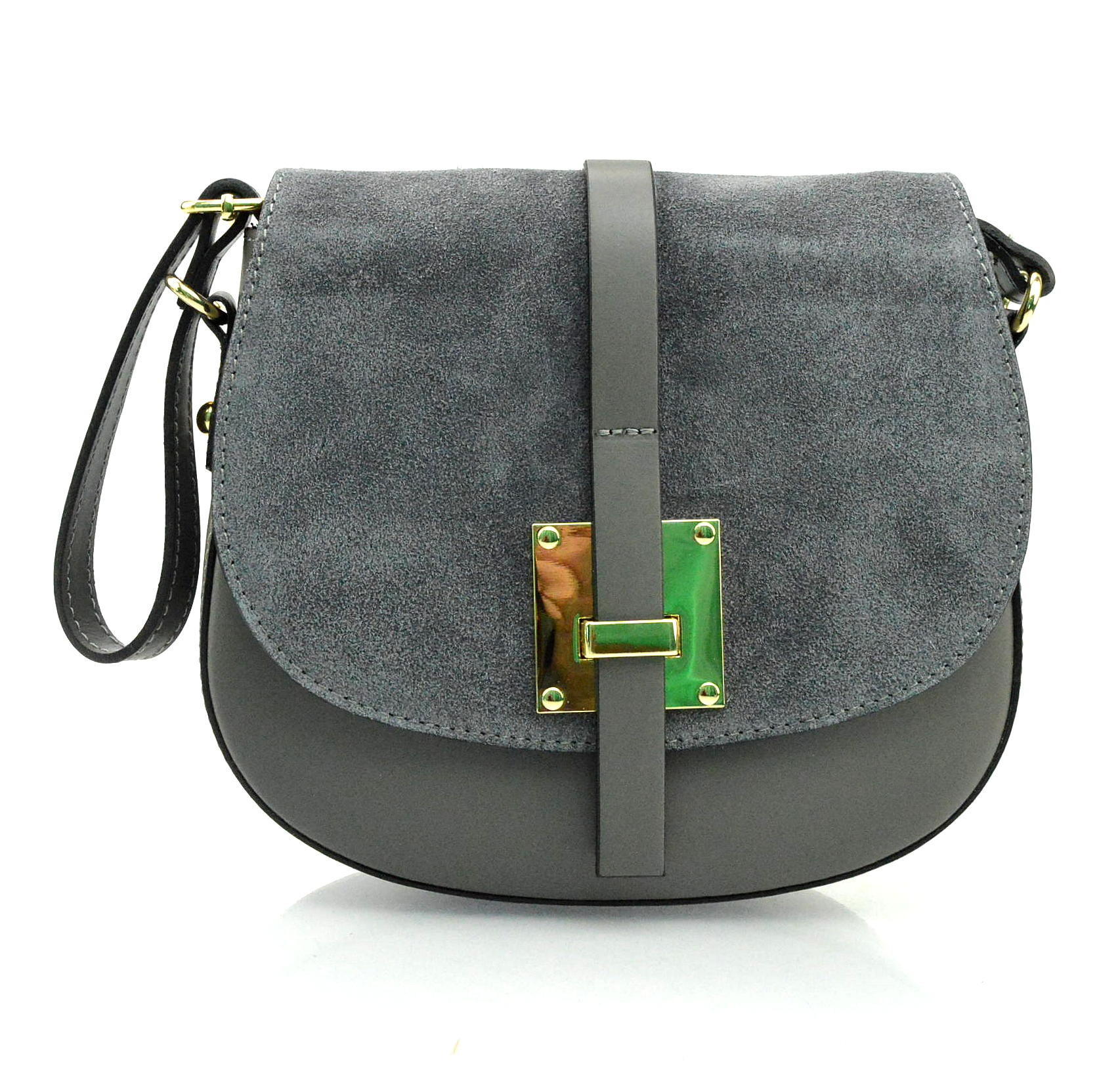 Kožená menší světle šedá crossbody kabelka na rameno Jordane