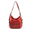 Praktická kožená větší tmavě červená kabelka a batoh 2v1 Karin