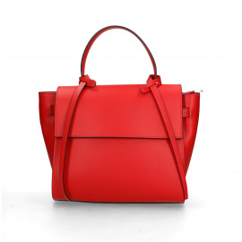 Menší designová sytě červená kožená kabelka do ruky Chantal