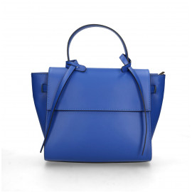 Menší designová sytě modrá kožená kabelka do ruky Chantal
