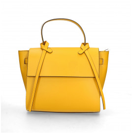 Menší designová sytě žlutá kožená kabelka do ruky Chantal