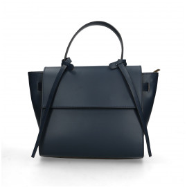 Menší designová tmavě modrá kožená kabelka do ruky Chantal