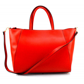 Nadčasová luxusní sytě červená kožená kabelka do ruky Daveney