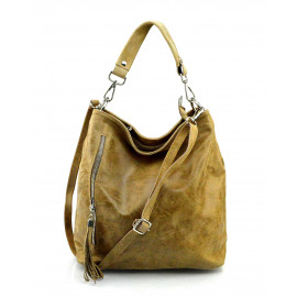 Kožená světle mahagonově hnědá crossbody kabelka na rameno galine