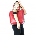 Velká praktická tmavě červená kožená kabelka přes rameno Evita 2v1