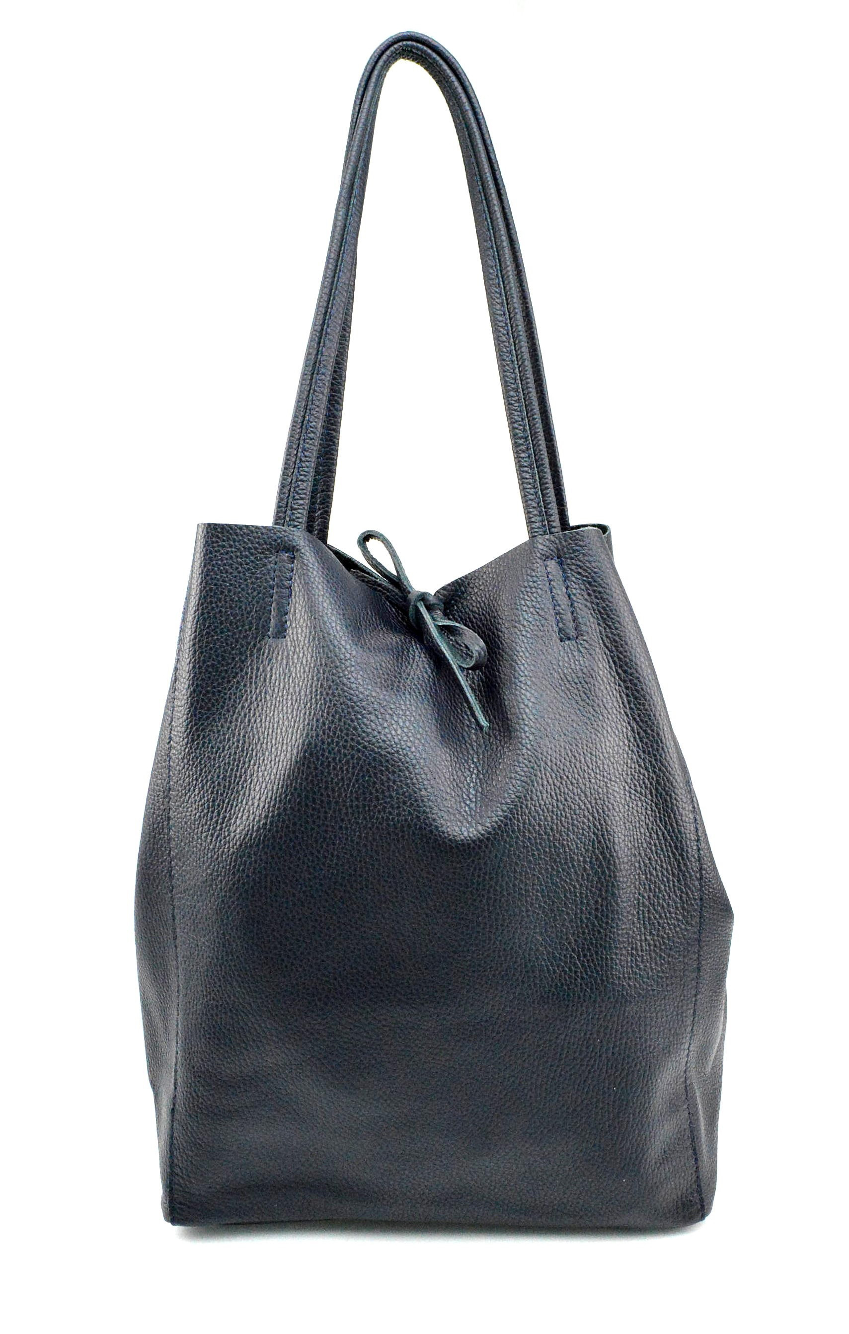 Kožená tmavě modrá shopper taška na rameno Melani Two