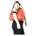 Jedinečná luxusní sytě červená kožená kabelka přes rameno Madeleine Two
