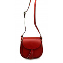 Větší luxusní tmavě červená kožená crossbody kabelka Bella